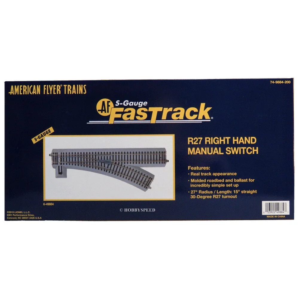 NEW Lionel American Flyer Fastrack R27‎ Right Hand Manual Switch S Gauge 6-49884